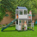 Kids playing on a playground of woodland playset