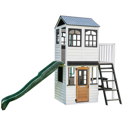 Wooden playhouse on a white background
