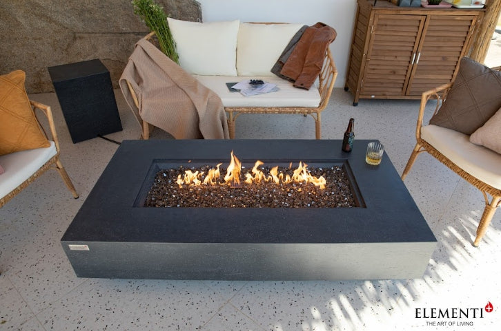 Positano Rectangular Fire Pit Table with chairs