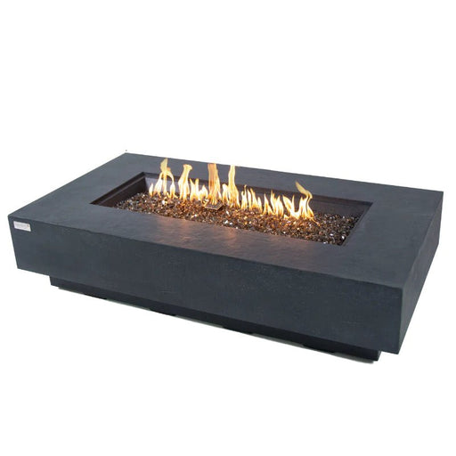 Elementi Plus Positano Rectangular Concrete Fire Pit Table with glass fire