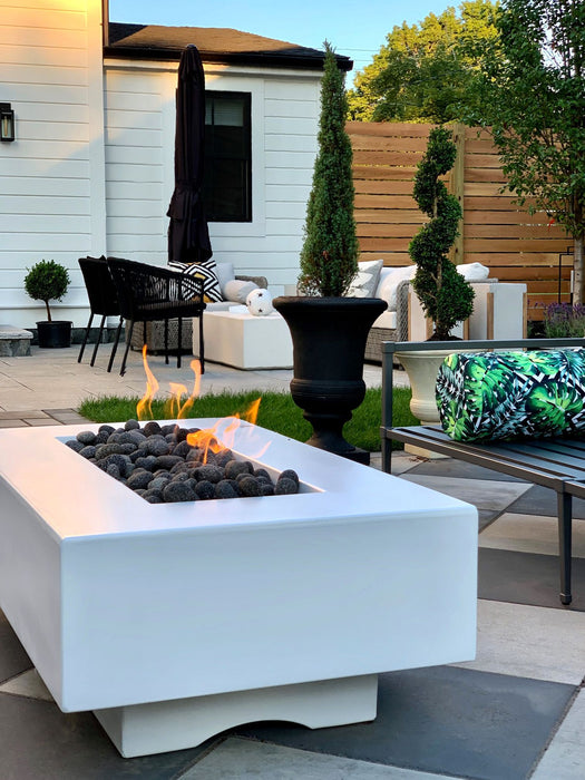 Rectangular Roma Pit Del Mar Rectangular Fire Pit | Elegant GFRC Concrete in Timeless Gray ...