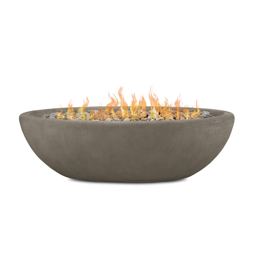 Oval-shaped Riverside Propane Fire Pit Bowl on a 58-inch base 592LP-GLG-Main in white background