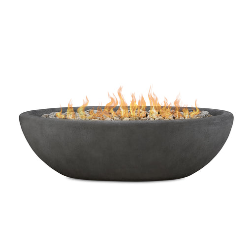 Oval-shaped Riverside Propane Fire Pit Bowl on a 58-inch base 592LP-SHL-Main in white background