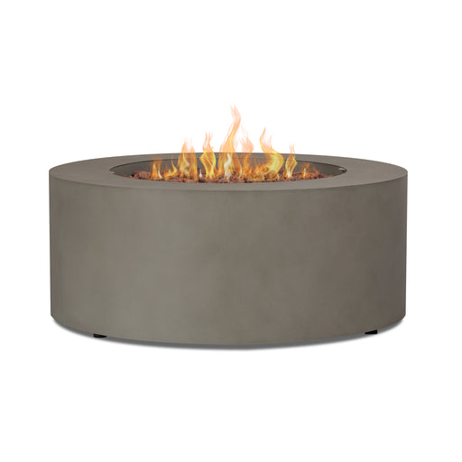 Real Flame Aegean Round Fire Pit Table with Active Flames C9815LP-MGRY in white background