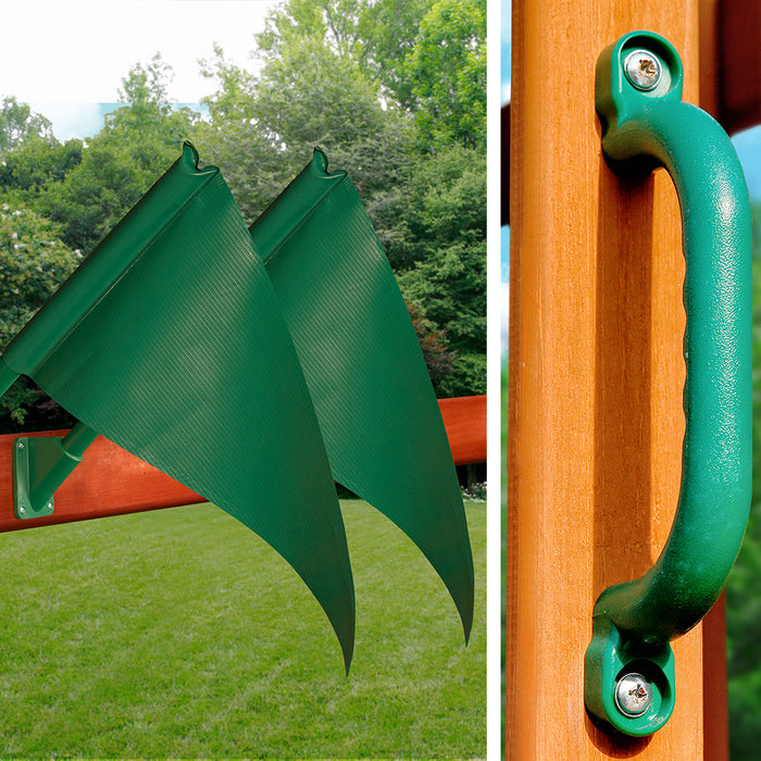 Safety handle ang flags of the outdoor Chateau Swing Set