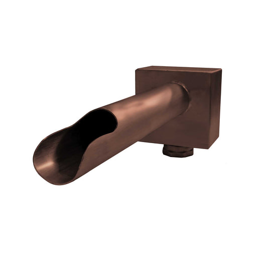 Bronze 2-inch water scupper from The Outdoor Plus, showcasing a cannon-style spout mounted on a square base.