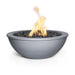 Lit Gray 27" Round Sedona Fire Bowl Powder Coated Metal in white background