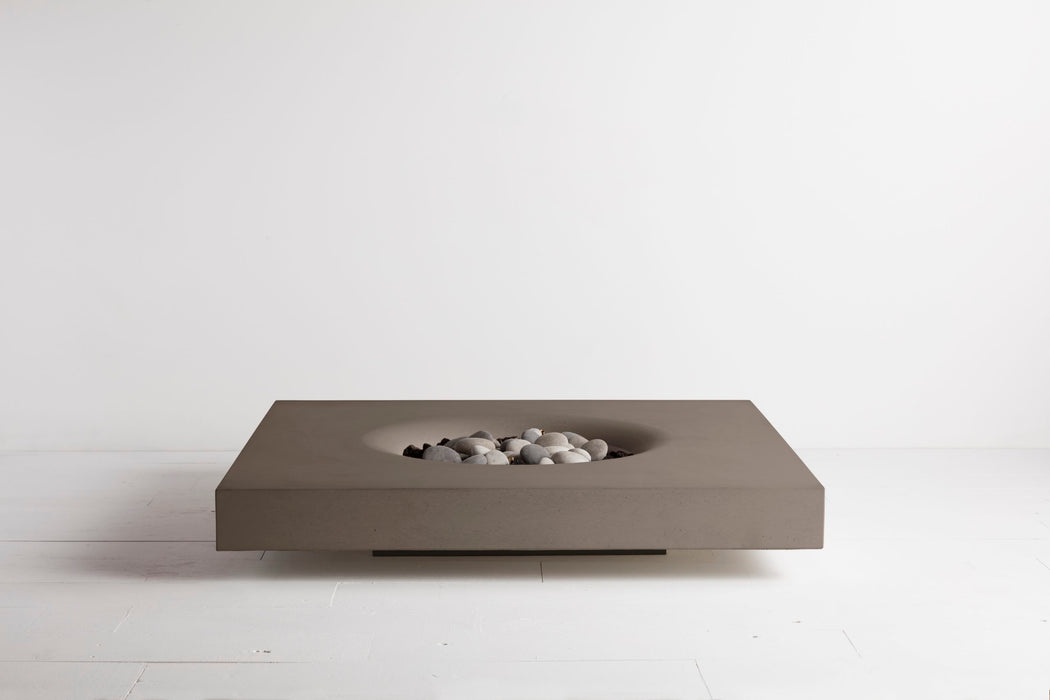 Earthy Shiitake Solus Halo Low Fire Pit with 60K BTU, Merging Natural Tones with a Contemporary Fire Feature