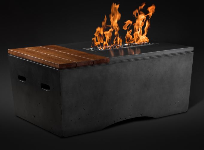 Slick Rock Concrete 48" Oasis Fire Table -onyx in studio