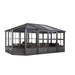 Sojag Charleston Solarium: Dark gray gazebo with screened windows and galvanized steel roof.