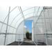 Empty interior of the Solexx Harvester Greenhouse with its door open and shelves empty