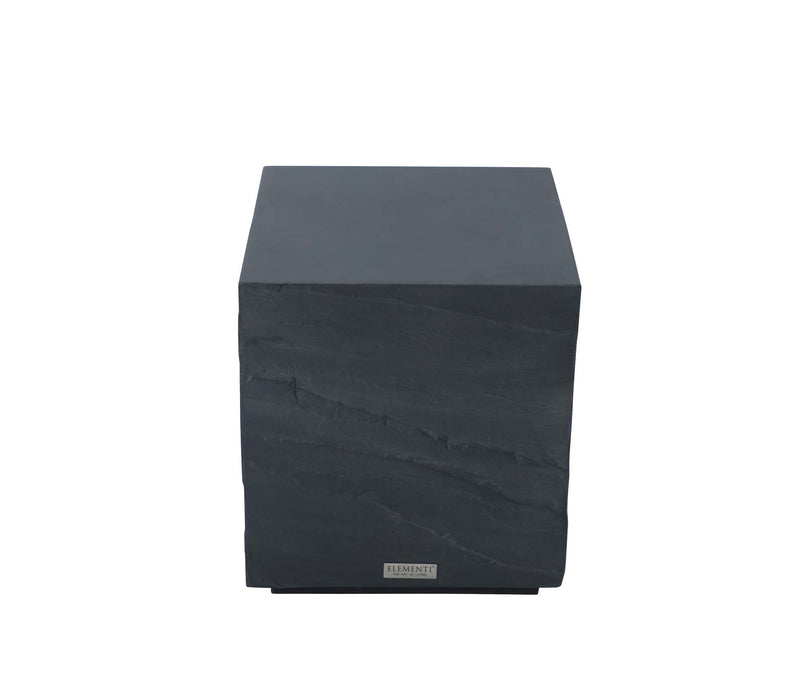 Standalone view of the Elementi Colorado Series slate black side table highlighting its sleek design and texture.