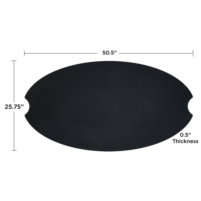 Measurements of the Real Flame Riverside Large Oval Steel Lid 593-BLK