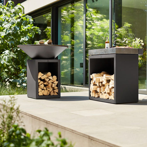 Classic Storage Black outdoor with firewood