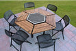 The Jag Six Fire Pit Grill with chairs