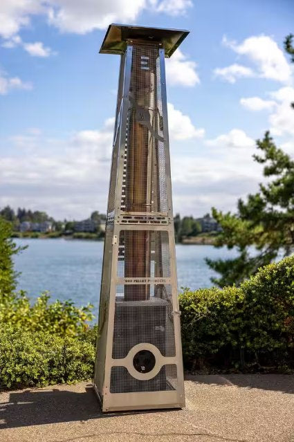 Timber Stoves Lil’ Timber Elite® Patio Heater beside a lake