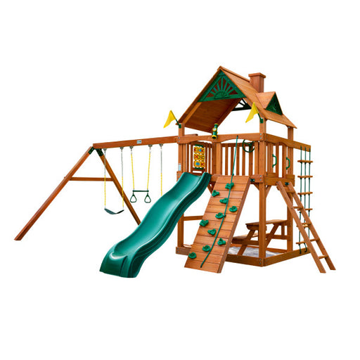 Outdoor Chateau Playset Wood Roof without kids in a studio