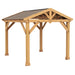 Bare wooden structure of the Yardistry Pavilion 10x10 Meridian Cedar.