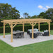 View from the top of the 10x22 Meridian Cedar Pergola with furniture.