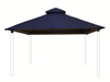 Admiral navy OutDURA canopy installed on Riverstone ACACIA Gazebo Roof Framing and Mounting Kit with reinforced metal roof structure.