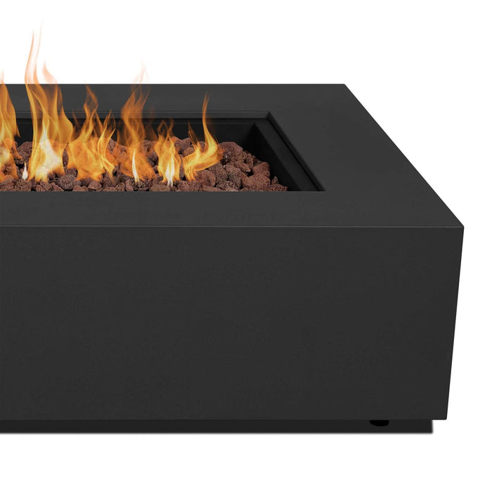 Aegean 75 fire table black detail powder coated steel finish