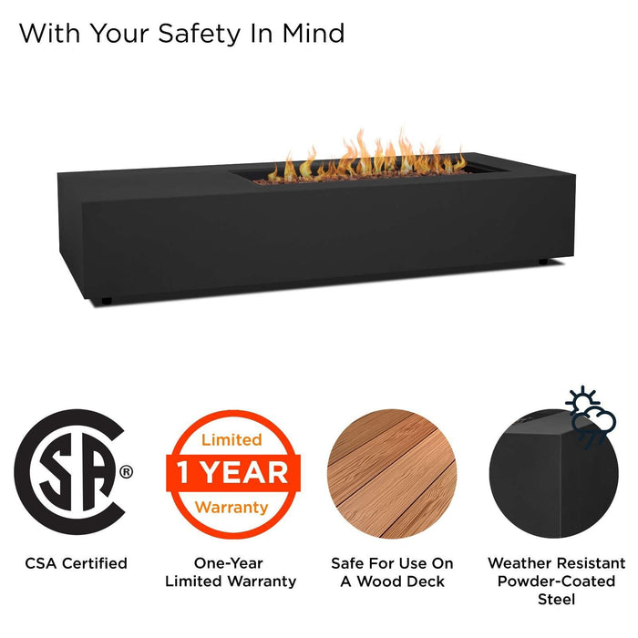 Aegean 75 propane fire table black safety clearance information
