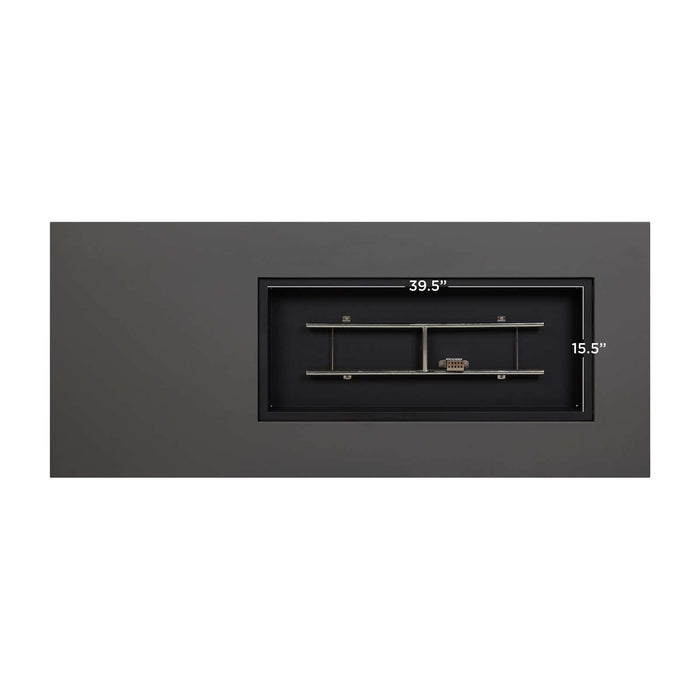 Aegean 75 fire table weathered slate stainless steel burner lava rock