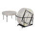 Almond Lifetime 60in round folding table with stacked tables on storage cart from 15 Pack combo