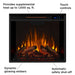 Real Flame Anika electric firebox front view with callouts: touch controls, 1000 sq ft heat output, dynamic glowing embers, and automatic safety shut-off