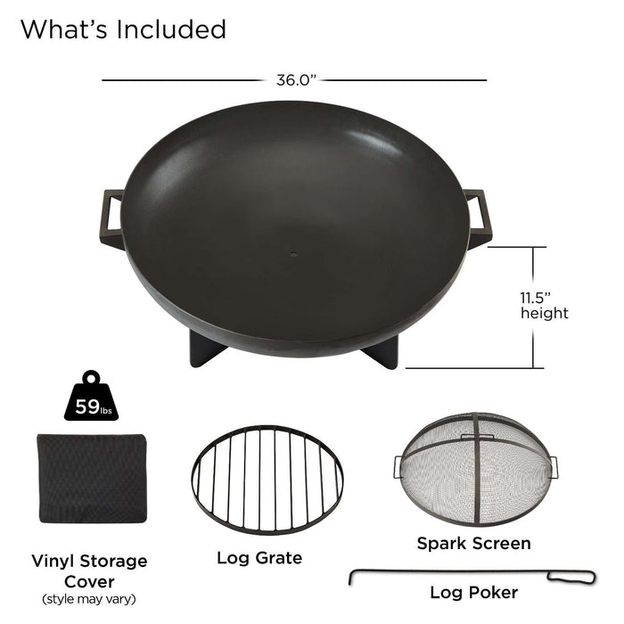 Anson fire pit included accessories spark screen log grate poker vinyl cover