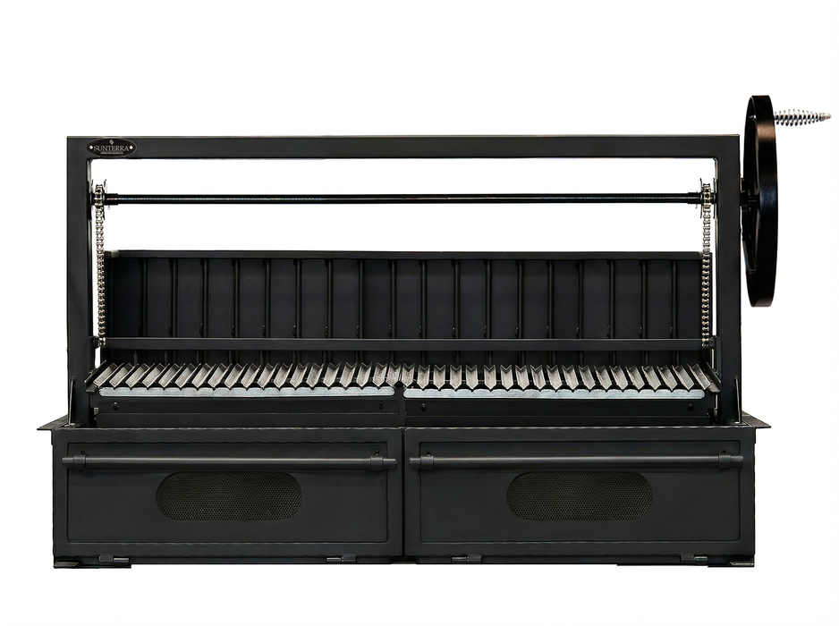 Sunterra Pro Series 60-inch built-in Argentine rear brasero grill with a single grate, shown from the front.