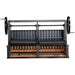 Sunterra Pro Series 60 inch built-in Argentine brasero grill with split grate, shown from a rear angle.