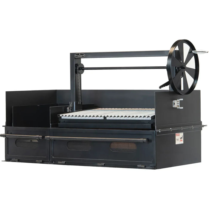 Sunterra Pro Series 60 inch Argentine side brasero grill shown as a built-in unit without cart, angle view 2.