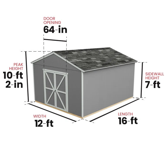 handy home shed 12x16 dimensions chart