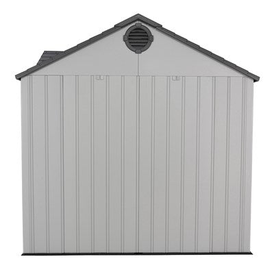 Back panel view of the Lifetime Shed Classic 10 x 8, showing the smooth exterior and air vent design