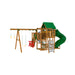 Back view of Playstar Summit Gold playset showing swing beam, climbing wall, and tube slide for backyard fun.