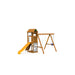 Back view of Playstar Ridgeline Bronze Playset highlighting ladder, rock wall, and swing attachments.
