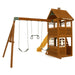 Back view of the wooden playset