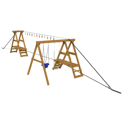 Back view of Playstar Ninja Power Platform Gold with hanging swings and obstacles