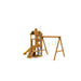 Wooden backyard playset with yellow slide and swings from the Playstar Trainer Bronze 