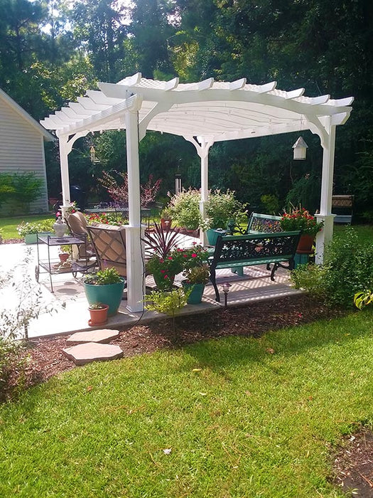 Amish Pergola-In-A-Box 10 x 12at the backyard with benches