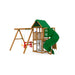 Rear view of Playstar Plateau Gold Playset with spiral green slide, tower deck, and swing beam.