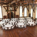 Spacious banquet venue arranged with Lifetime Commercial Tables and Chairs Set, round tables and white folding chairs for events