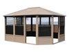 Full view of the Gazebo 12x15 Florence Freestanding Solarium with sand polycarbonate roof, displaying the entire structure set against a plain background.