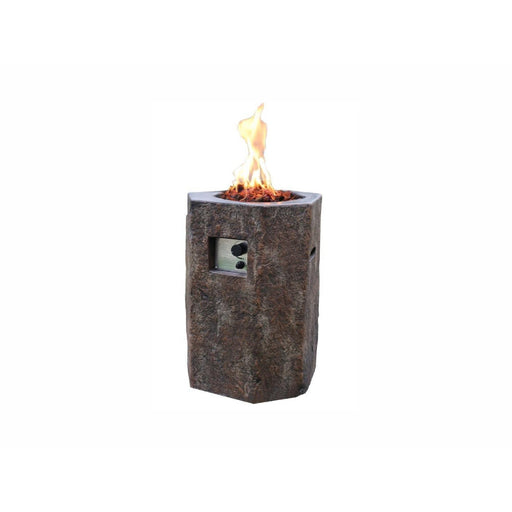 Modeno Basalt Column Fire Pit with flames