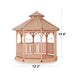 Dimension diagram of the Outdoor Living Today Bayside 10-foot octagon gazebo showing height of 13’6” and overall width and railing measurements