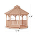 Dimension diagram of the Outdoor Living Today Bayside 12-foot octagon gazebo showing height of 14’9” and full structure width measurements