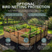8x8 Cedar garden bed with optional bird netting protection details and benefits