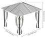 Black and white technical drawing of Sojag Genova 10x10 gazebo with dimensions