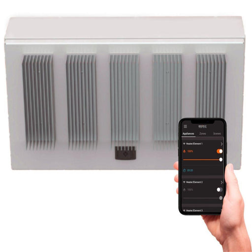 Bromic Affinity Smart-Heat Dimmer control enclosure with multiple heat sinks and app interface used to adjust heating output across several heater zones
